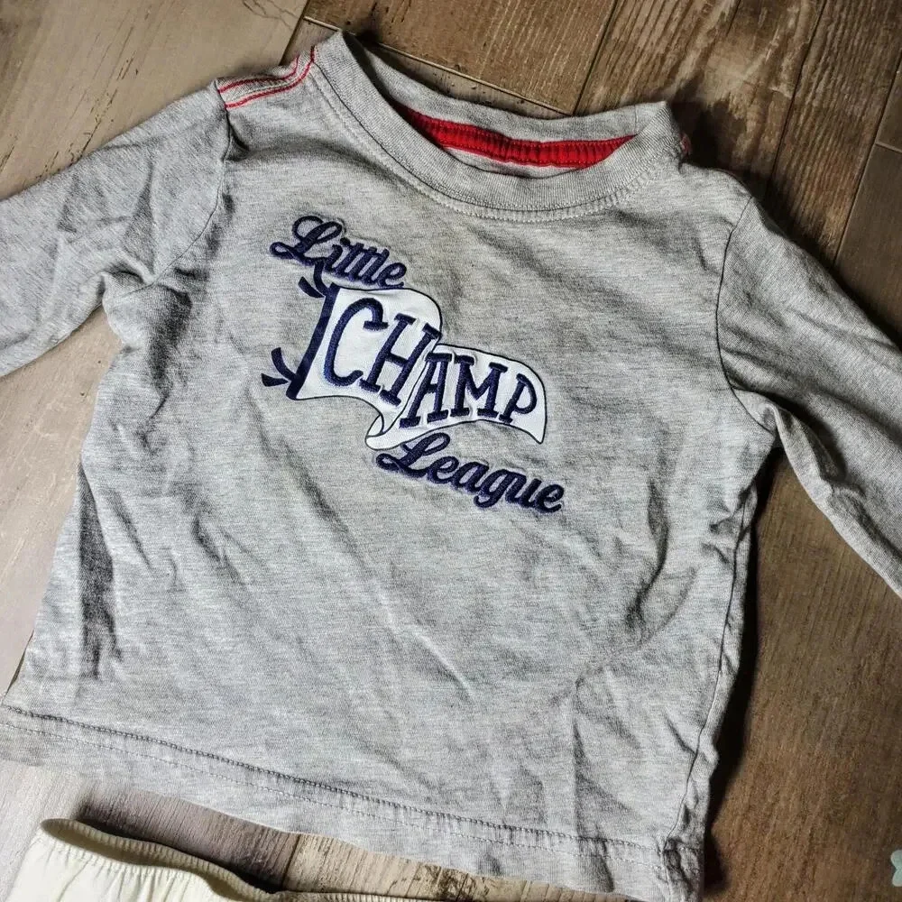 Crazy 8 Baby Boy 6-12m Blue and Gray Little Champ League Outfit NWOT